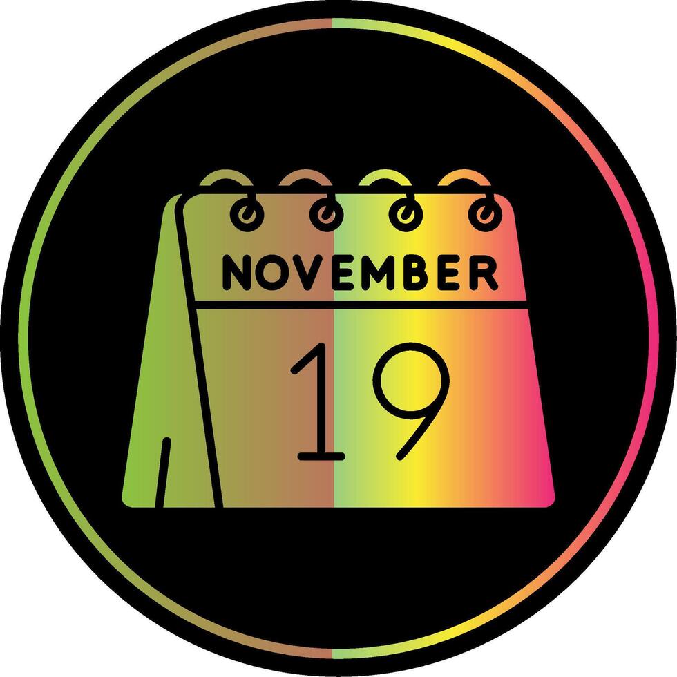 Diecinueveavo de noviembre glifo debido color icono vector
