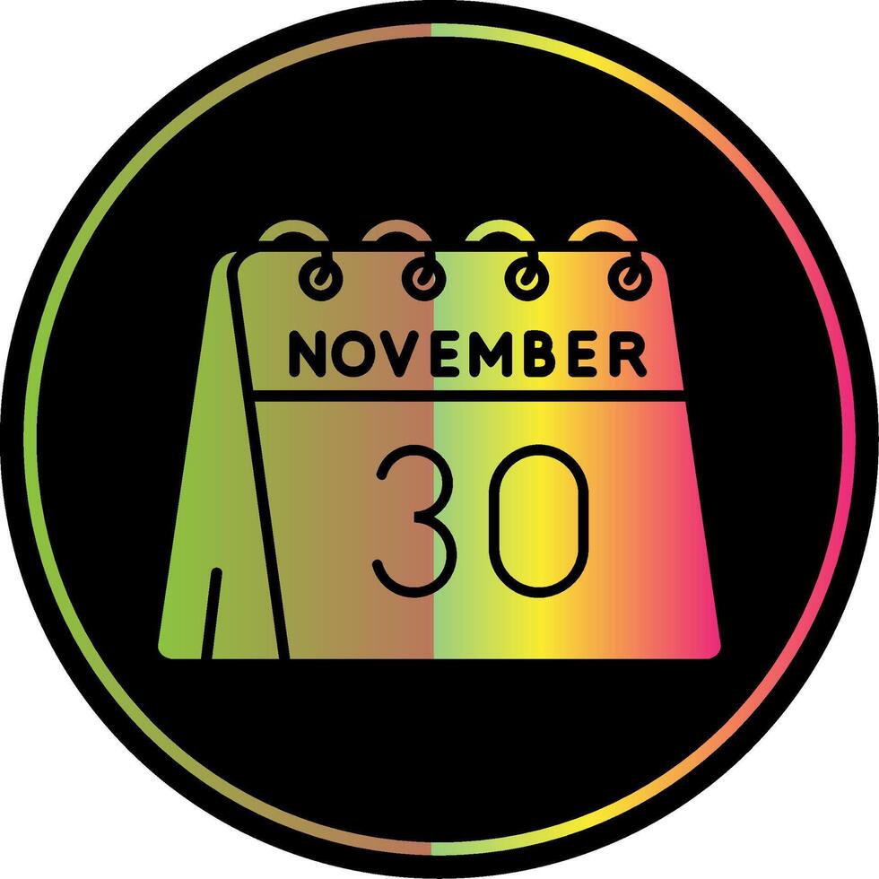 30 de noviembre glifo debido color icono vector