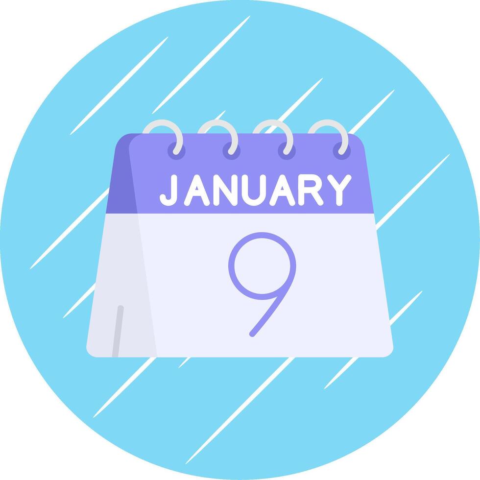 9th of January Flat Blue Circle Icon vector