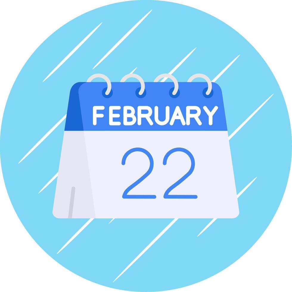 22nd of February Flat Blue Circle Icon vector