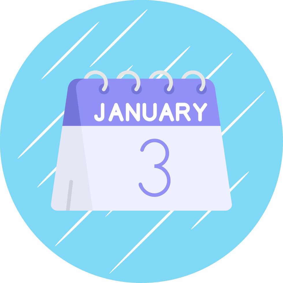 3rd of January Flat Blue Circle Icon vector