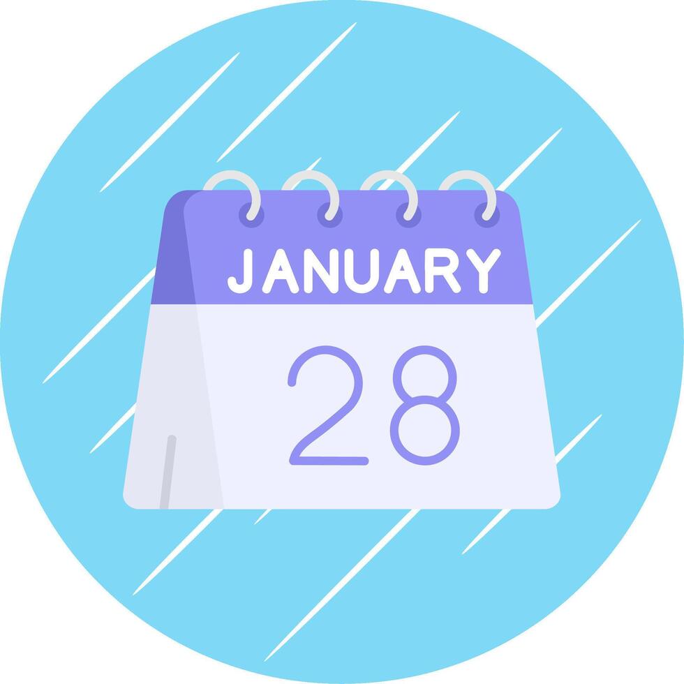 28 de enero plano azul circulo icono vector