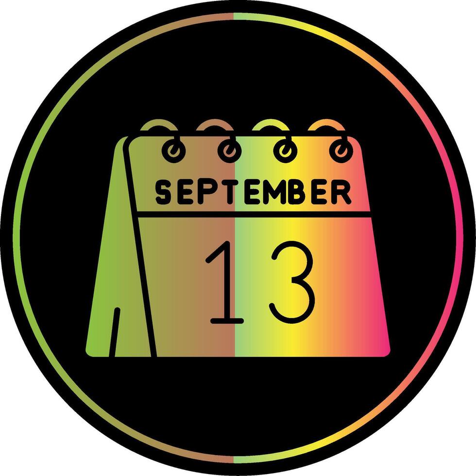 13th of September Glyph Due Color Icon vector