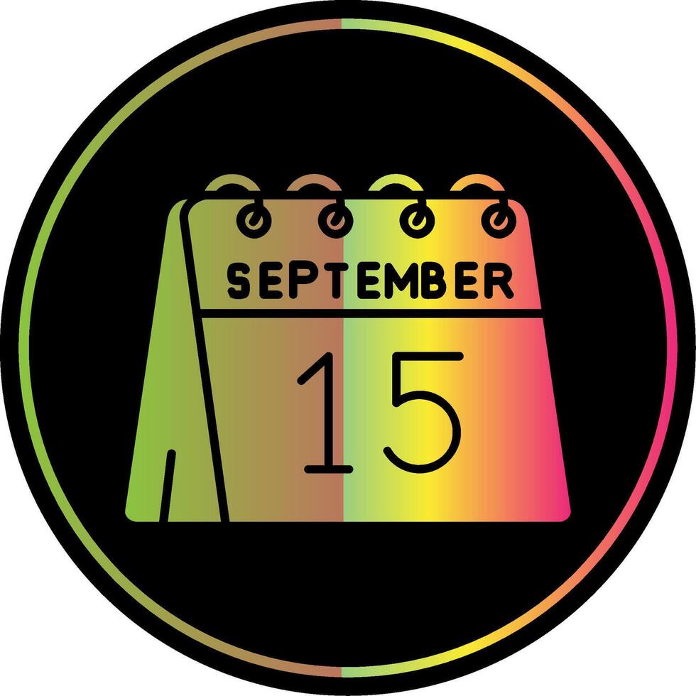 15th of September Glyph Due Color Icon vector