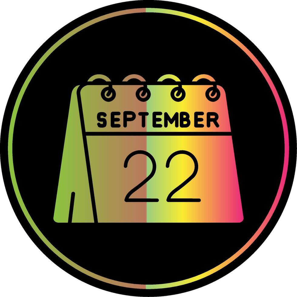 22nd of September Glyph Due Color Icon vector