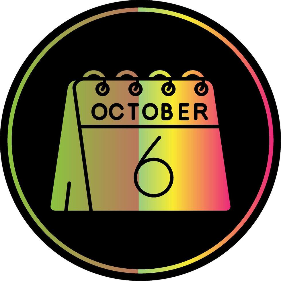 6to de octubre glifo debido color icono vector