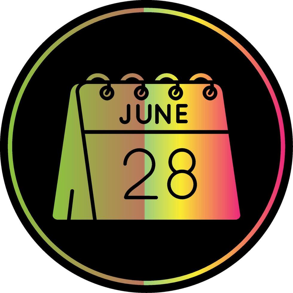 28 de junio glifo debido color icono vector