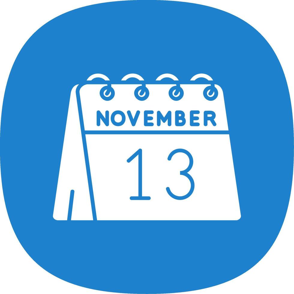 13 de noviembre glifo curva icono vector