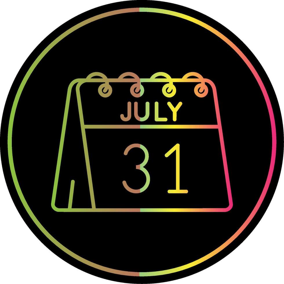 31st of July Line Gradient Due Color Icon vector