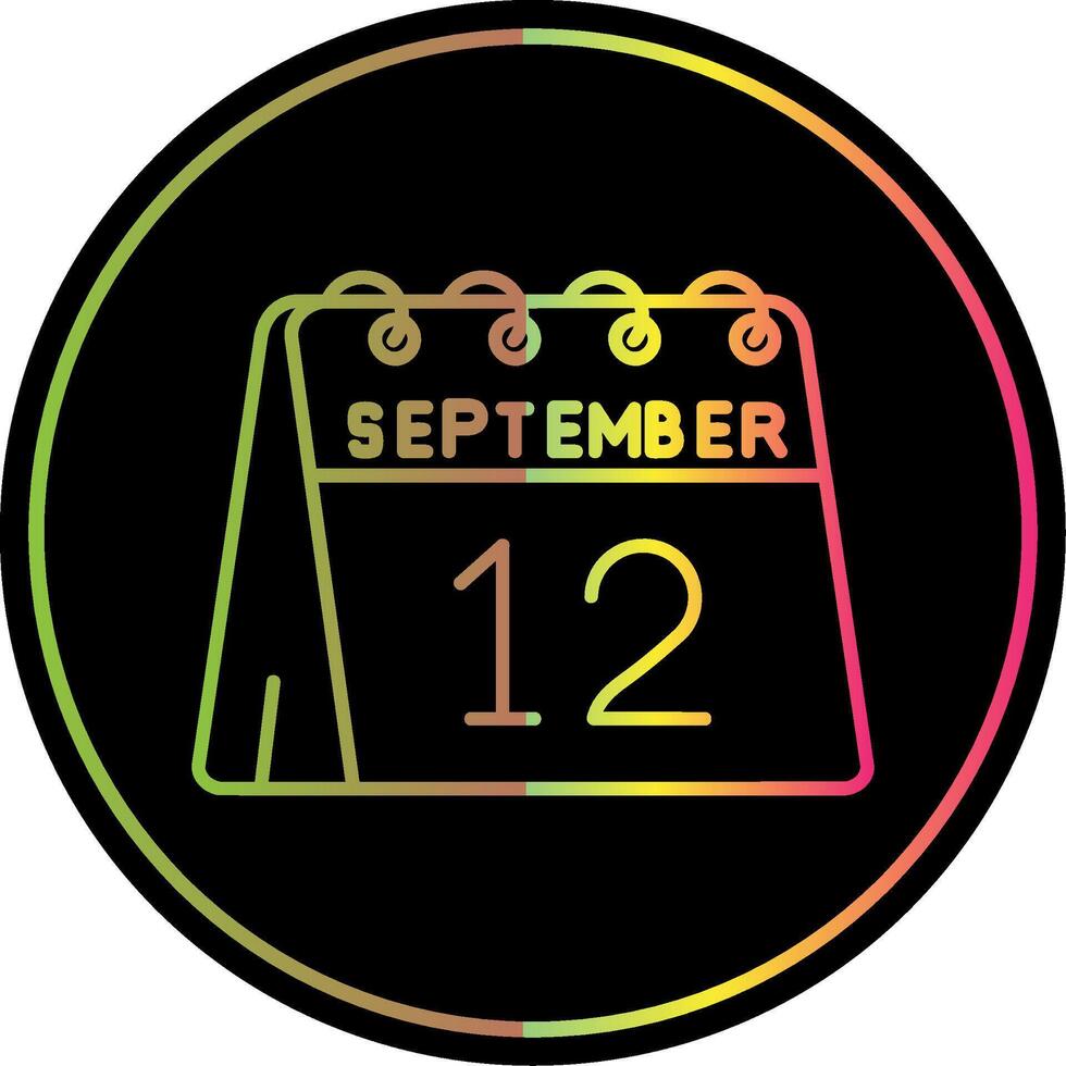 12th of September Line Gradient Due Color Icon vector