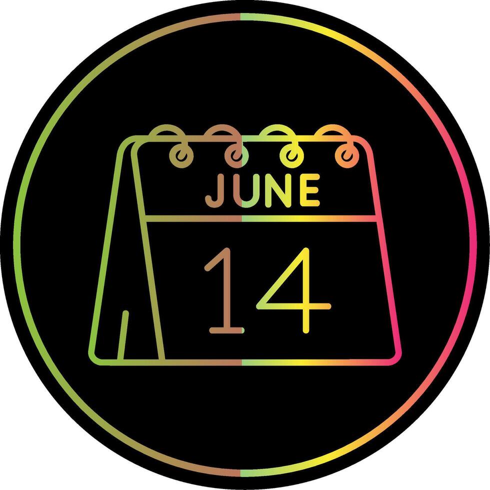 14th of June Line Gradient Due Color Icon vector