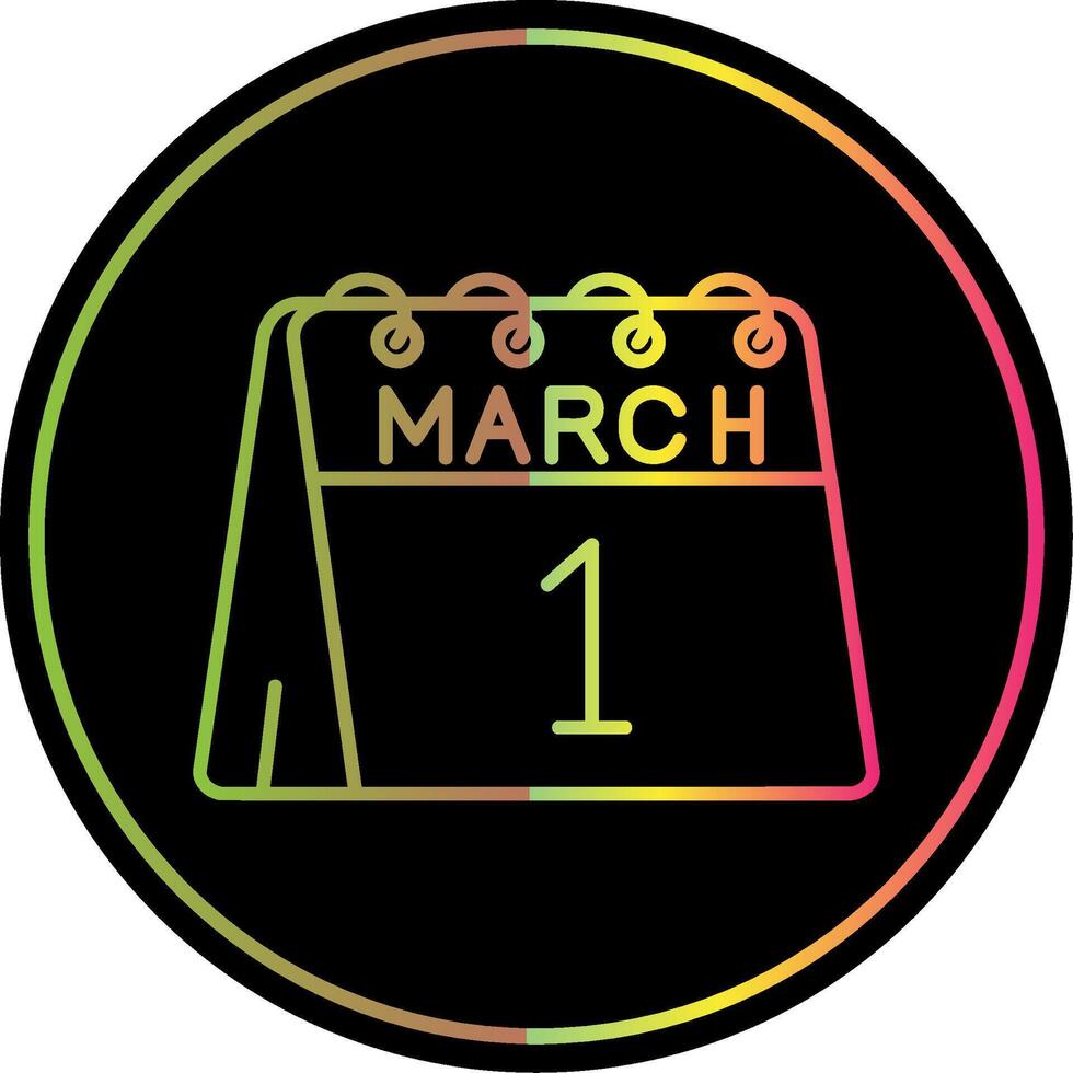 1st of March Line Gradient Due Color Icon vector