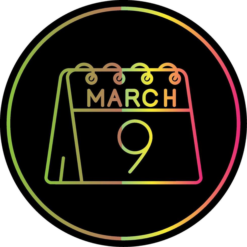 9th of March Line Gradient Due Color Icon vector