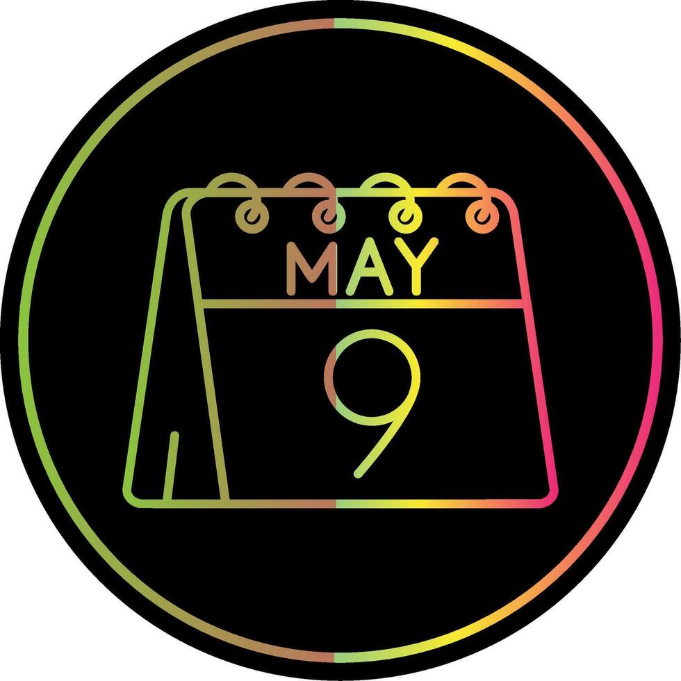 9th of May Line Gradient Due Color Icon vector