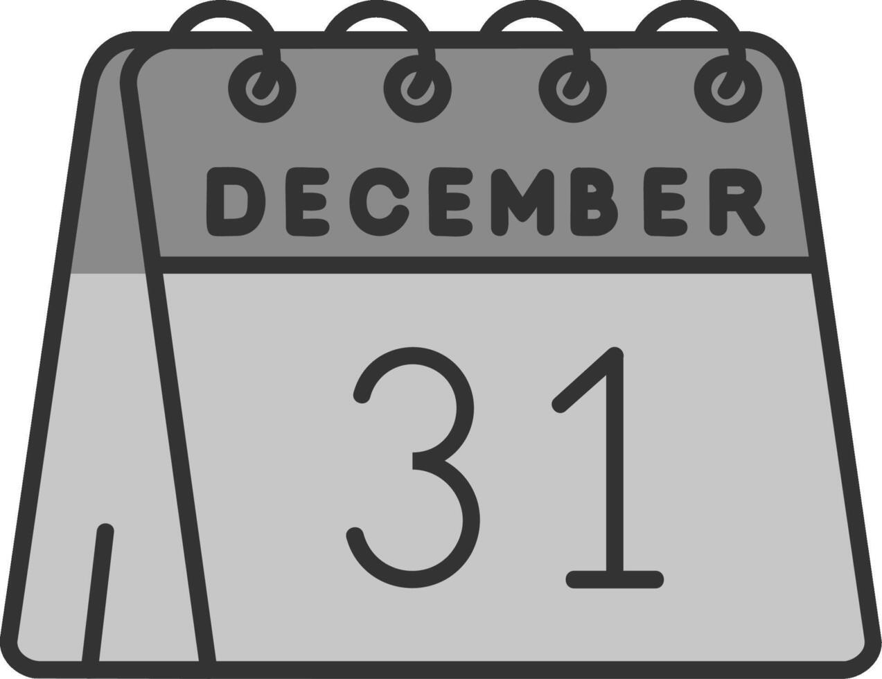 31st of December Line Filled Greyscale Icon vector