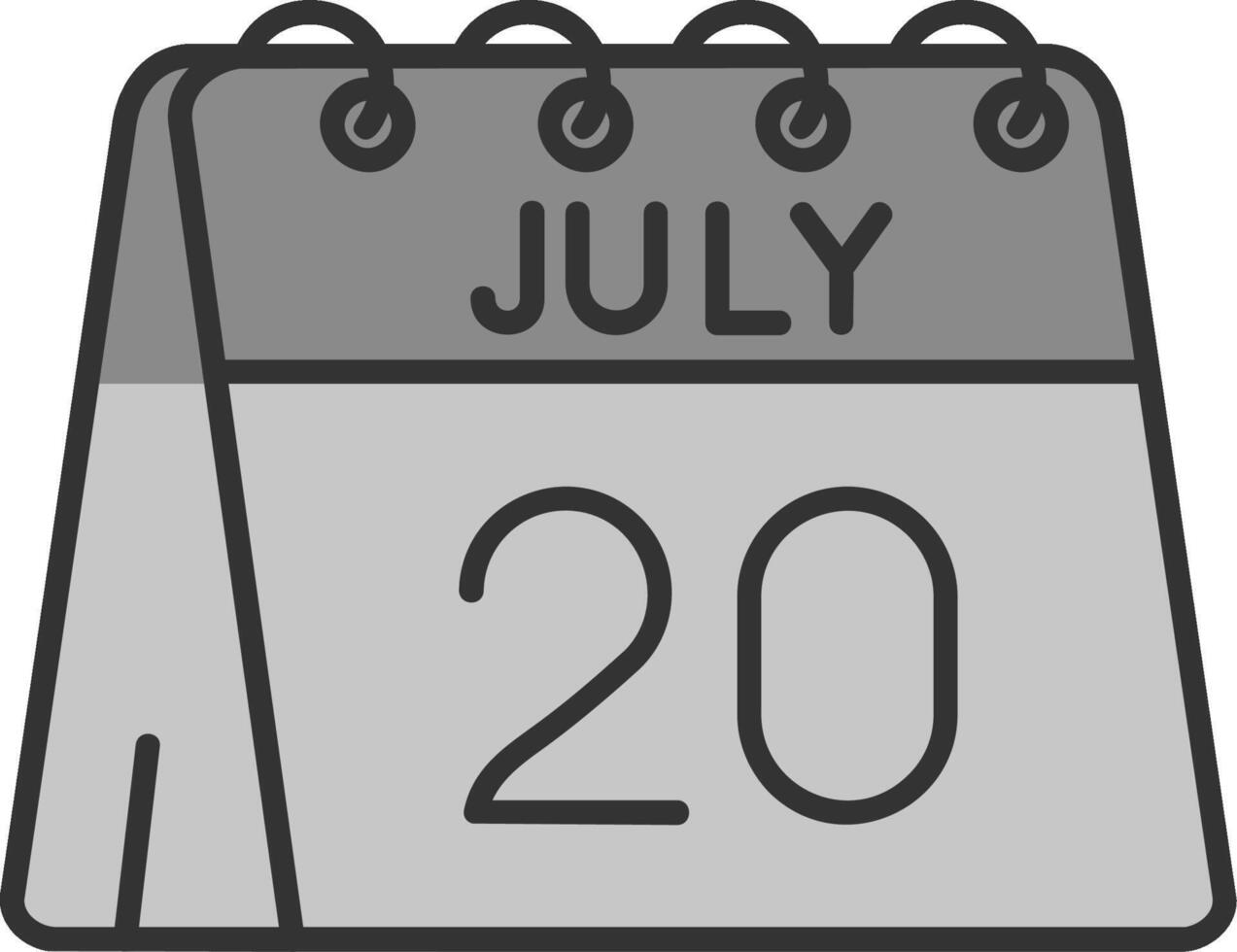 20th of July Line Filled Greyscale Icon vector