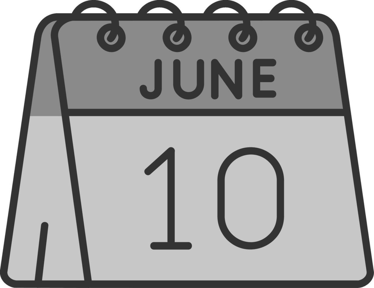 10th of June Line Filled Greyscale Icon vector