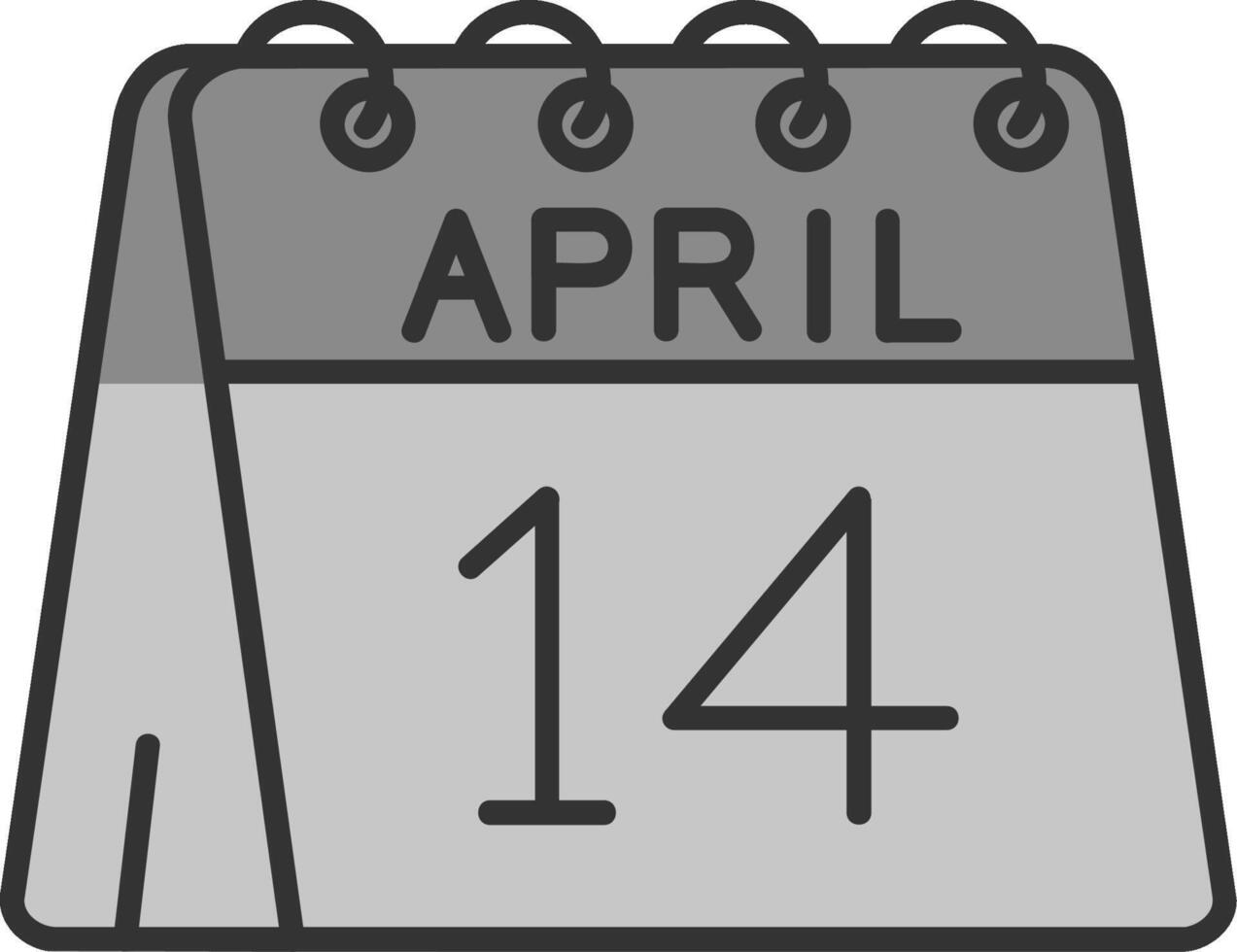 14to de abril línea lleno escala de grises icono vector