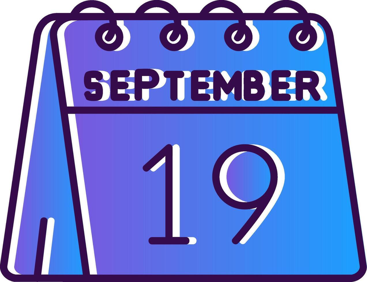 19th of September Gradient Filled Icon vector