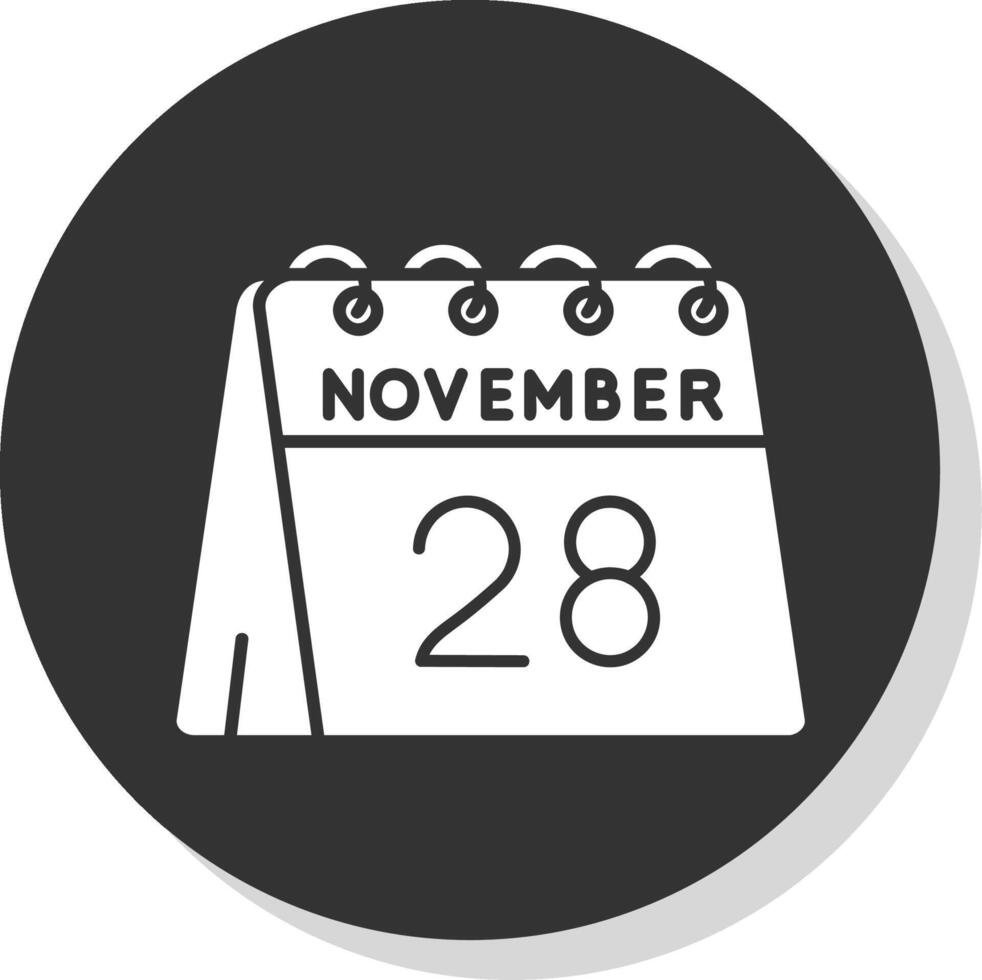 28th of November Glyph Grey Circle Icon vector