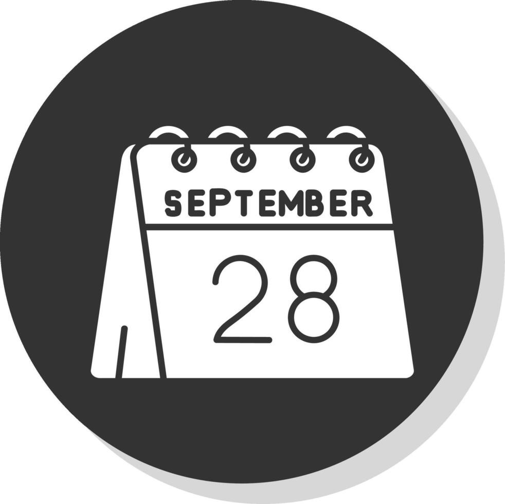28 de septiembre glifo gris circulo icono vector