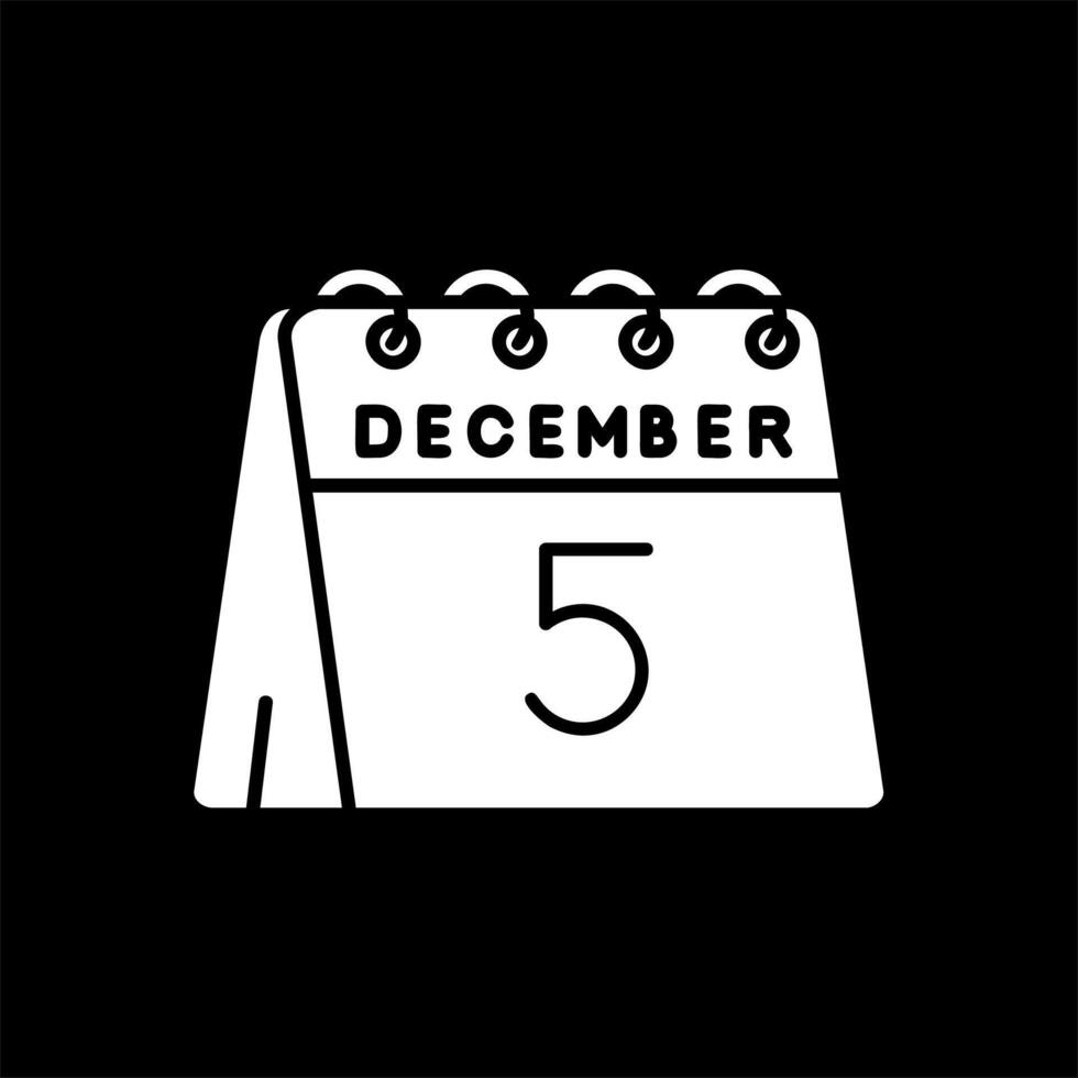 5th of December Glyph Inverted Icon vector