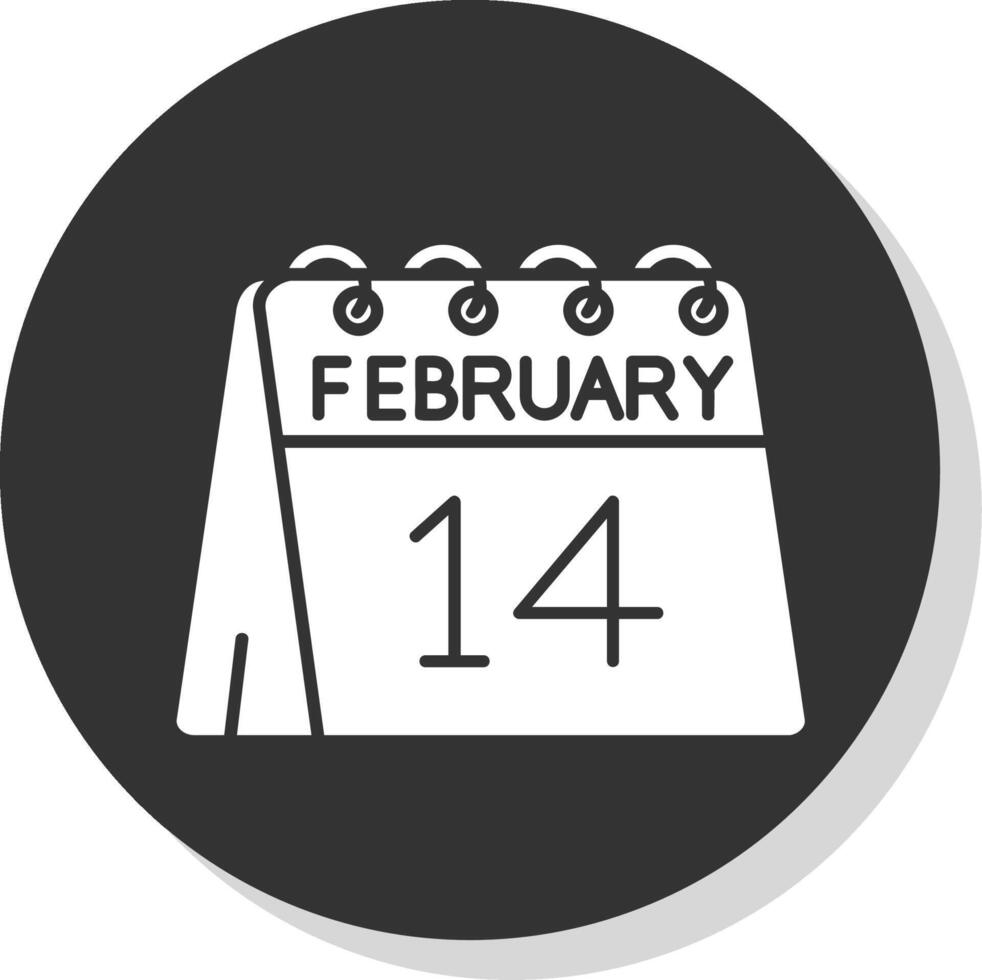 14to de febrero glifo gris circulo icono vector