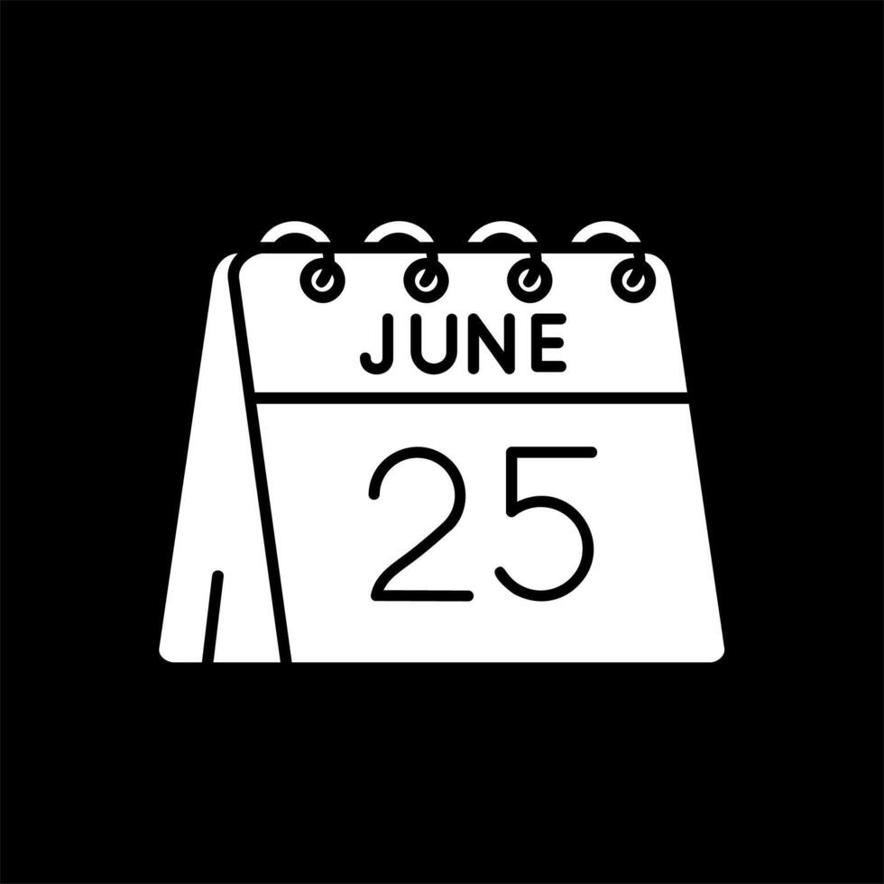 25th of June Glyph Inverted Icon vector