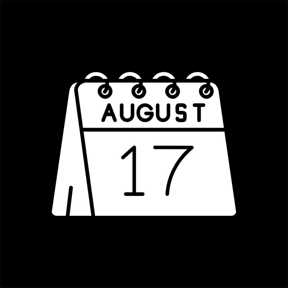 17 de agosto glifo invertido icono vector
