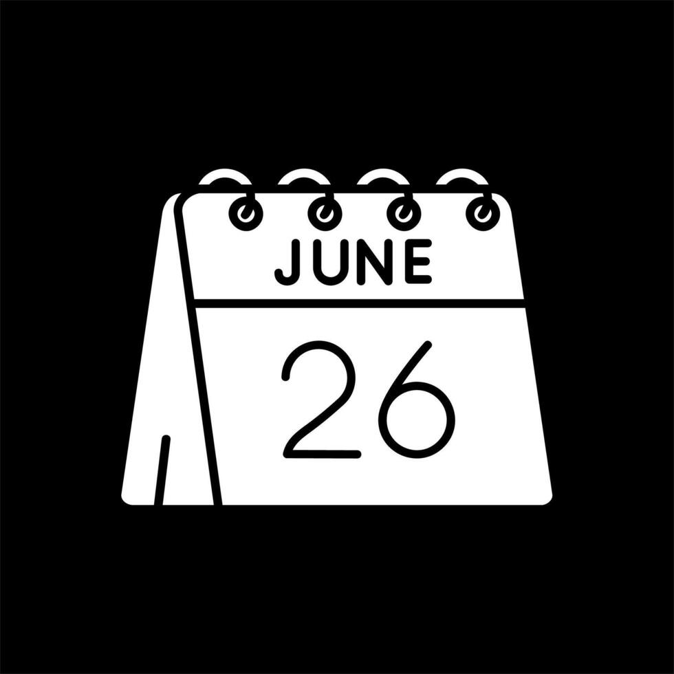 26th of June Glyph Inverted Icon vector