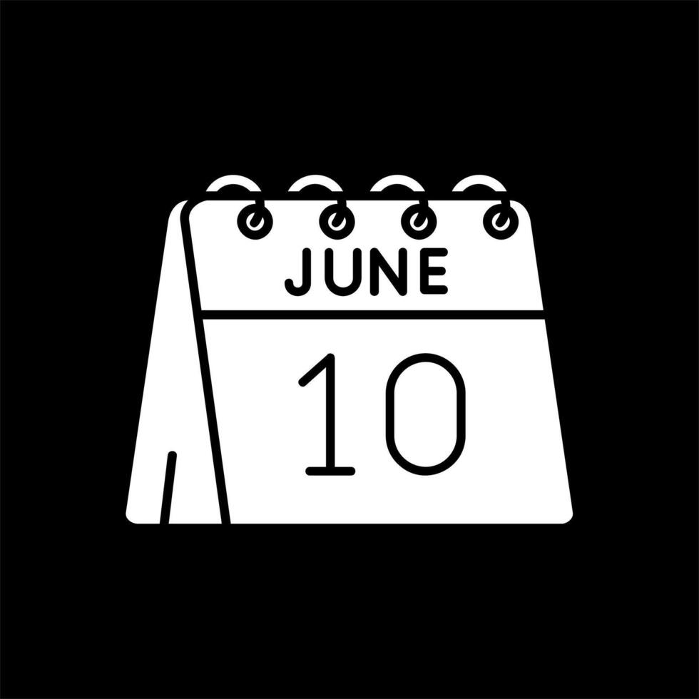 10th of June Glyph Inverted Icon vector