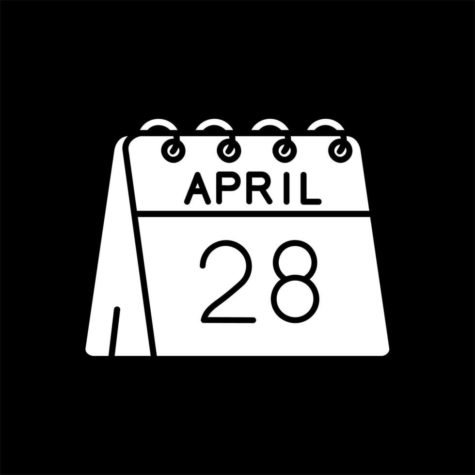 28 de abril glifo invertido icono vector