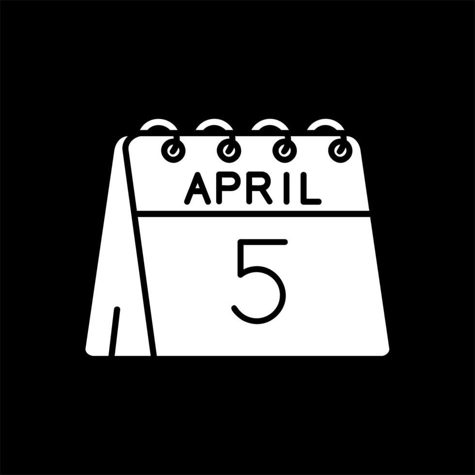 5th of April Glyph Inverted Icon vector