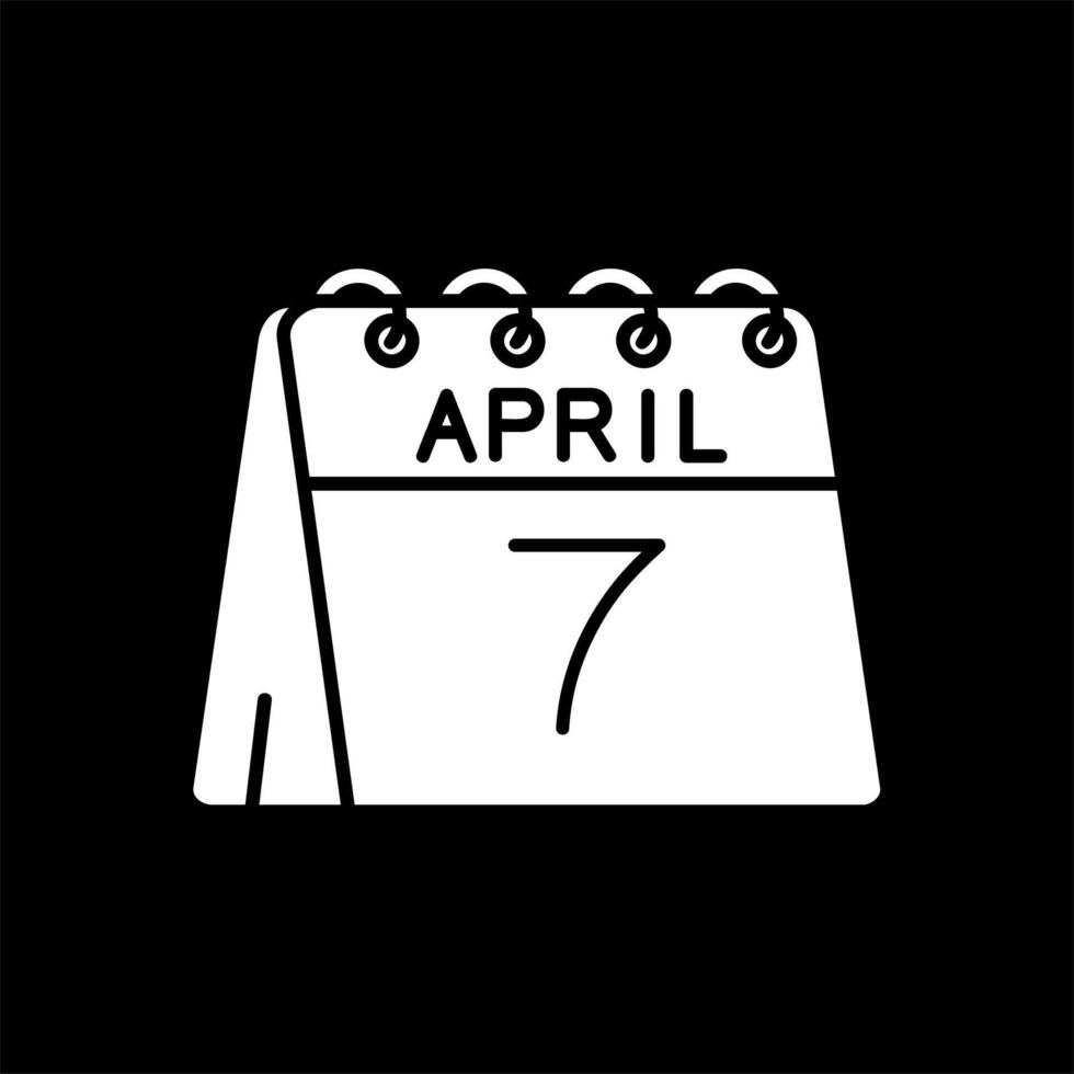 7th of April Glyph Inverted Icon vector