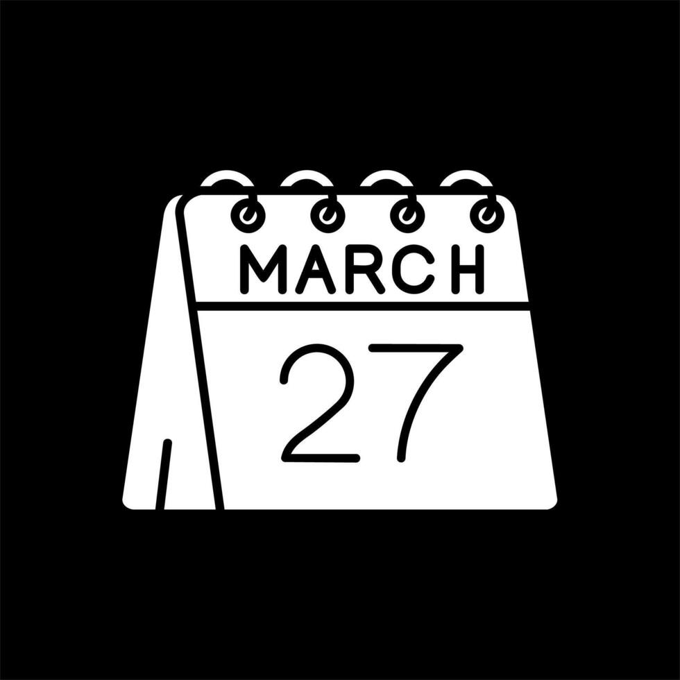 27th of March Glyph Inverted Icon vector