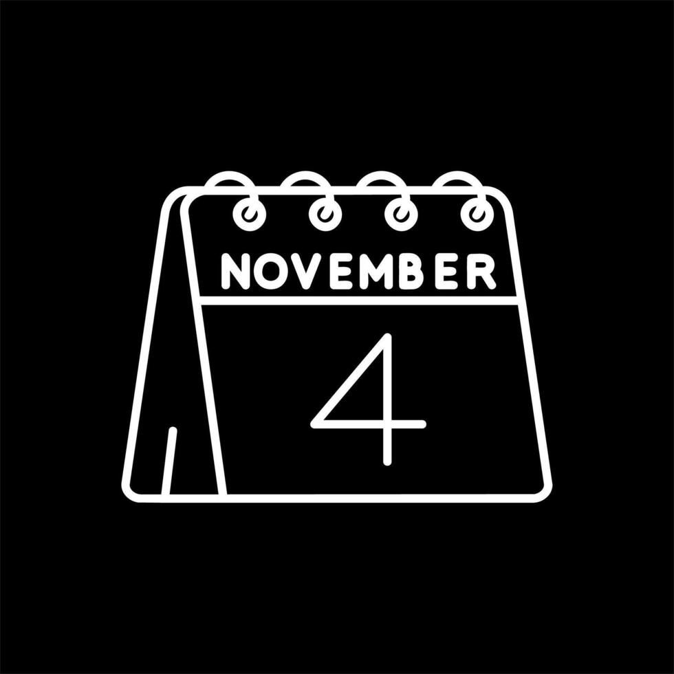 4to de noviembre línea invertido icono vector