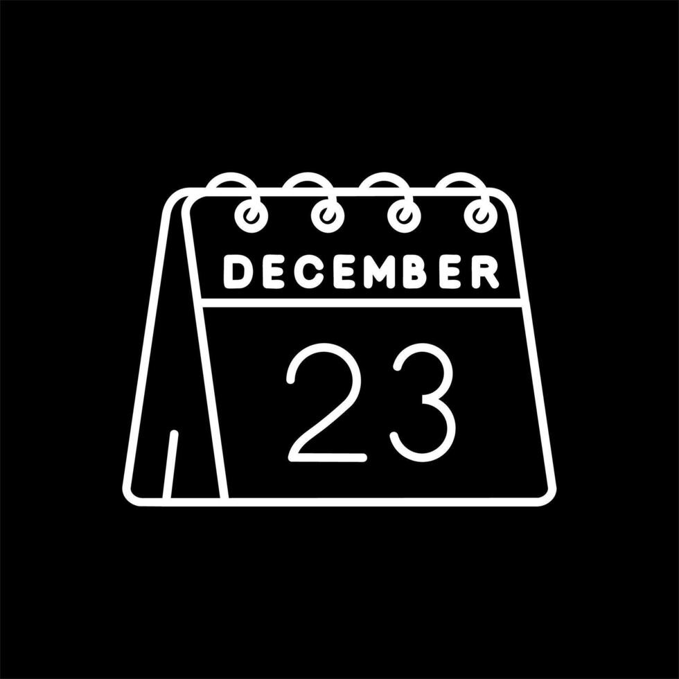 23 de diciembre línea invertido icono vector