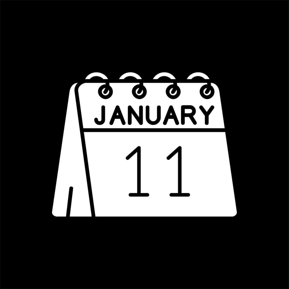 11th of January Glyph Inverted Icon vector