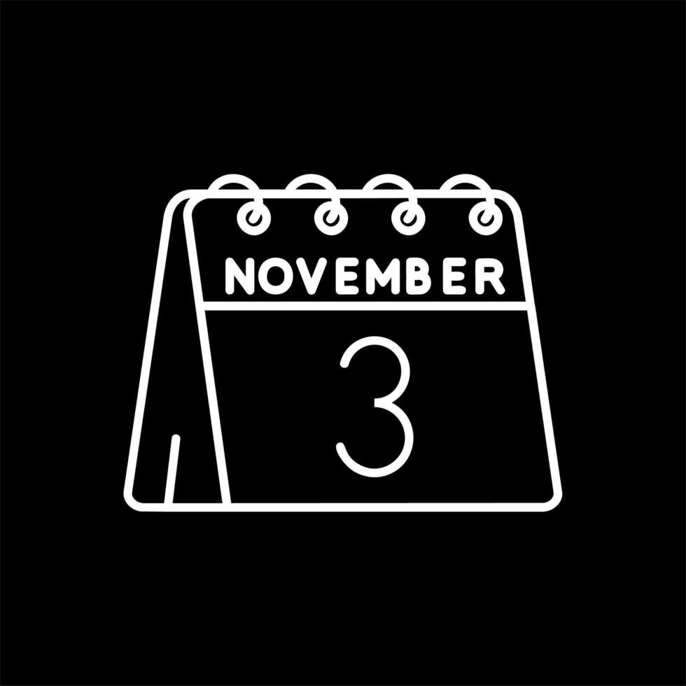 3ro de noviembre línea invertido icono vector