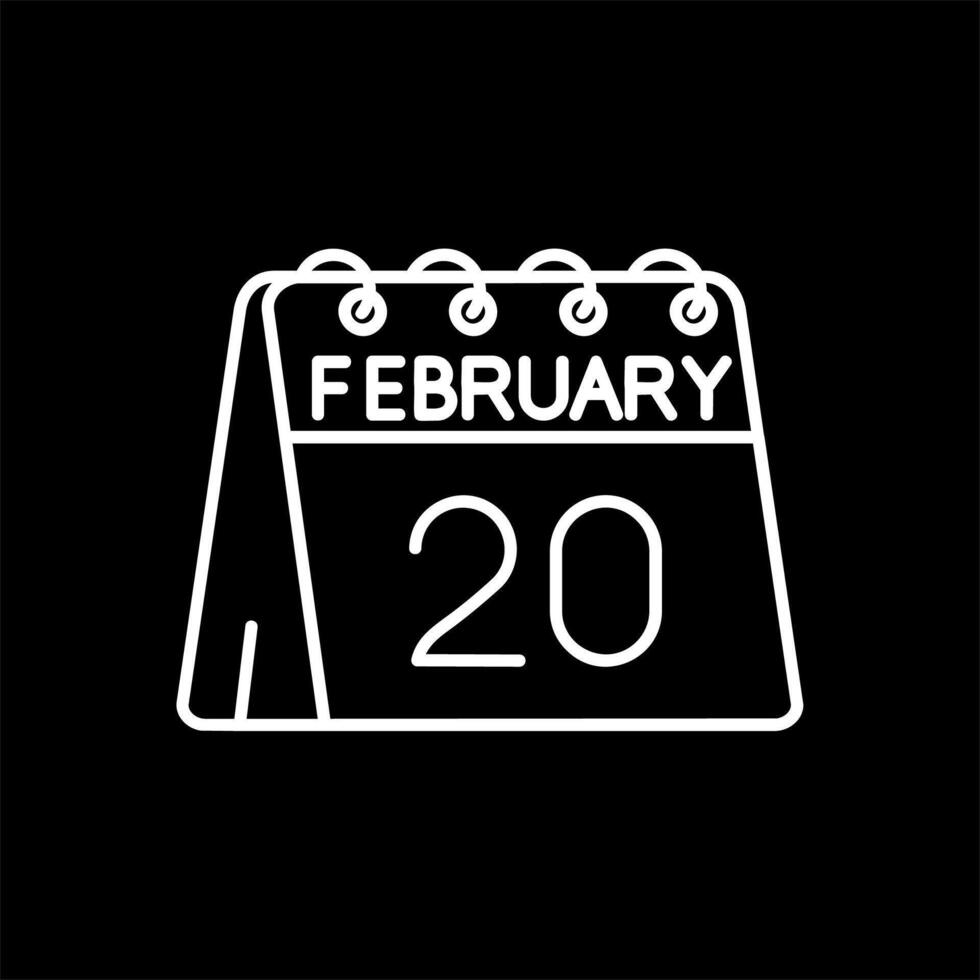 20th of February Line Inverted Icon vector