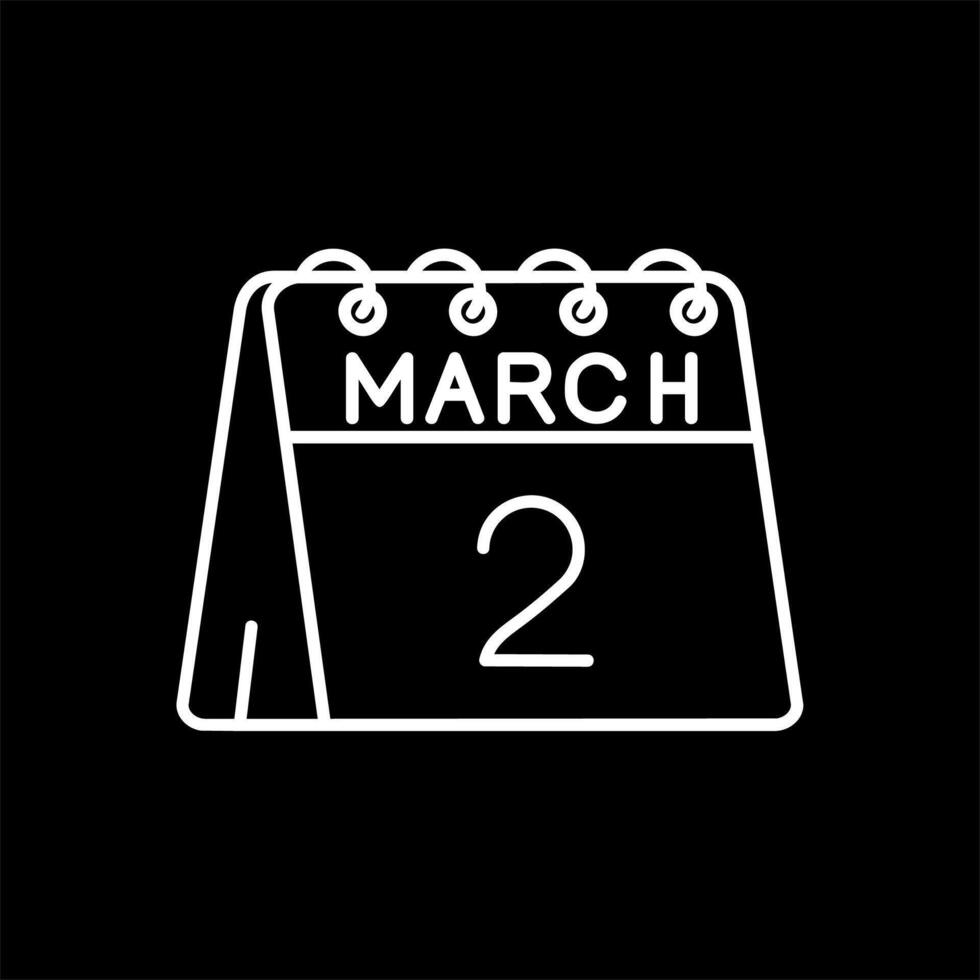 2nd of March Line Inverted Icon vector