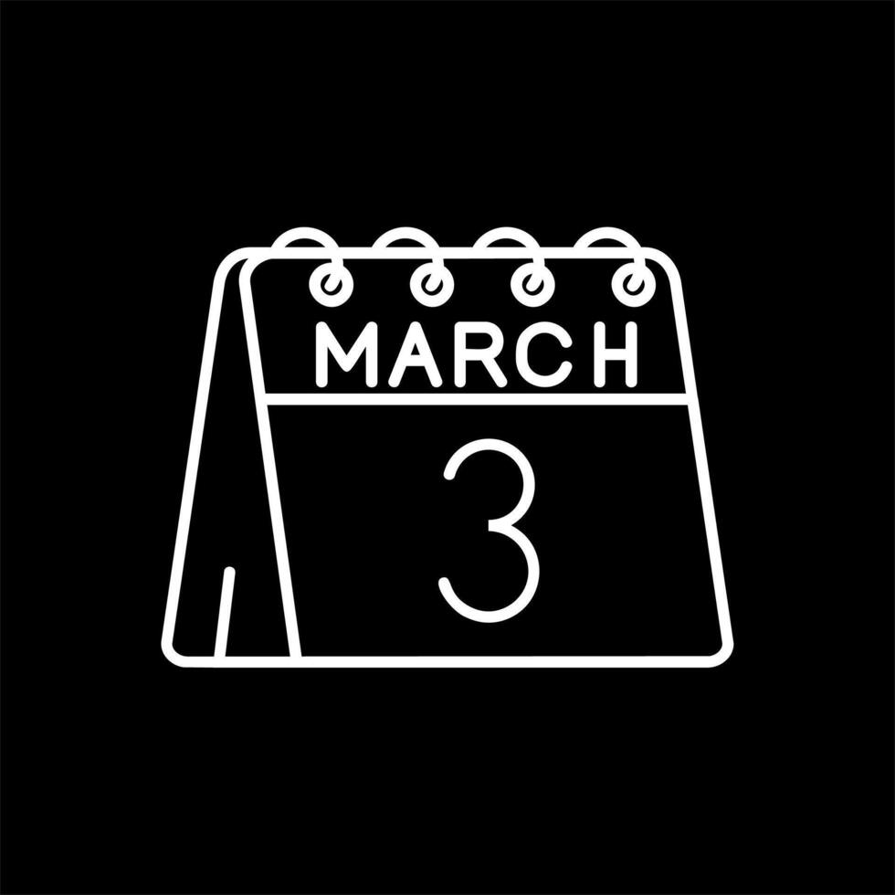 3rd of March Line Inverted Icon vector