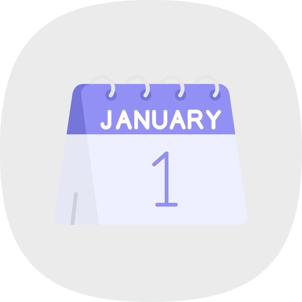 1st of January Flat Curve Icon vector