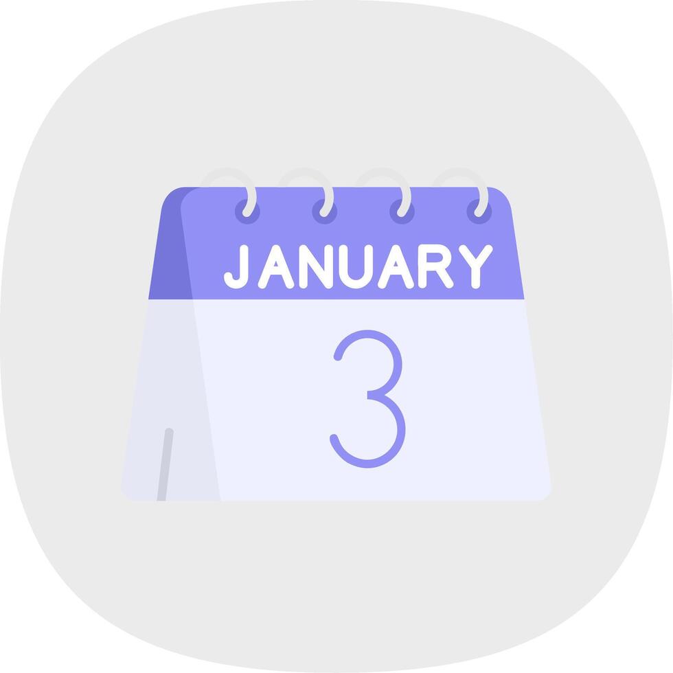 3rd of January Flat Curve Icon vector
