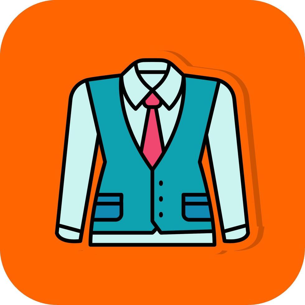 Waistcoat Filled Orange background Icon vector