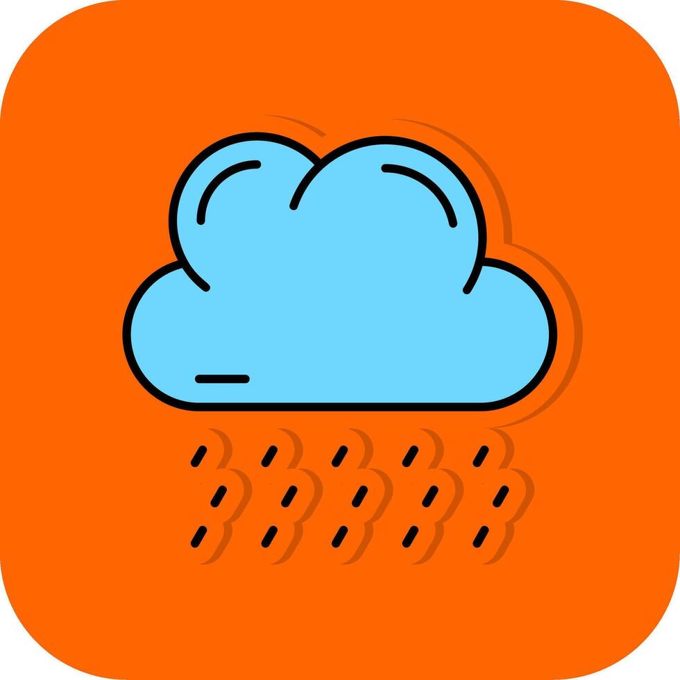 Rainy Filled Orange background Icon vector