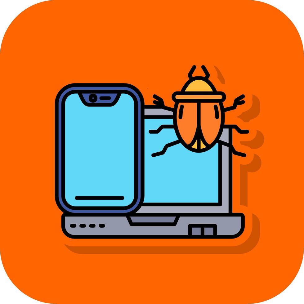 Bug Filled Orange background Icon vector