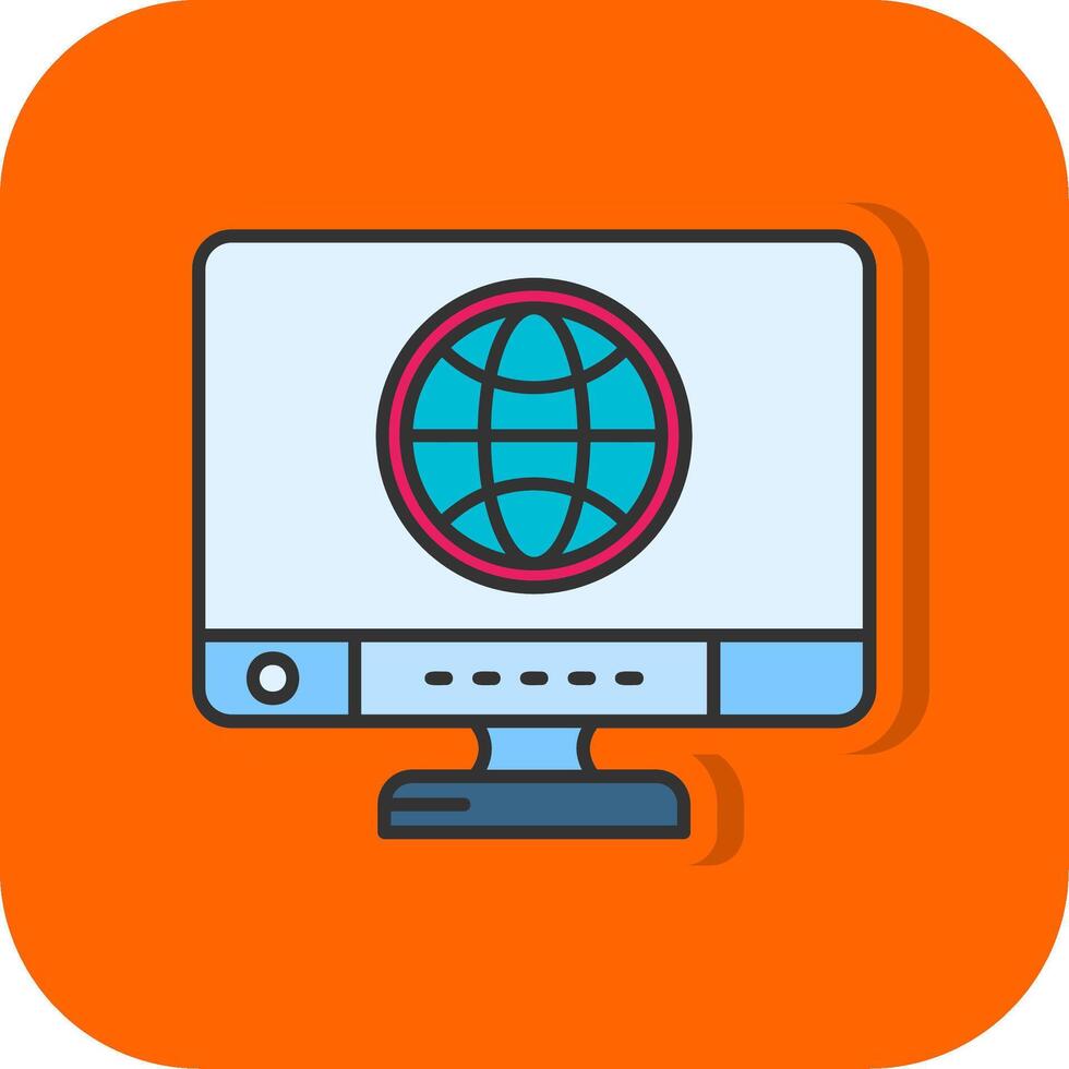 Global Filled Orange background Icon vector