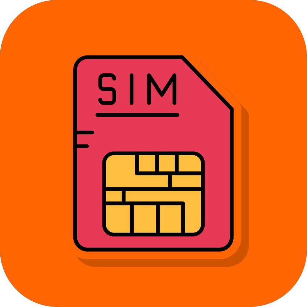 Sim Filled Orange background Icon vector