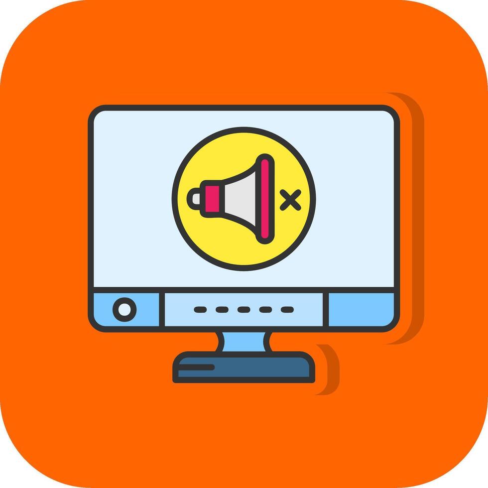 Mute Filled Orange background Icon vector